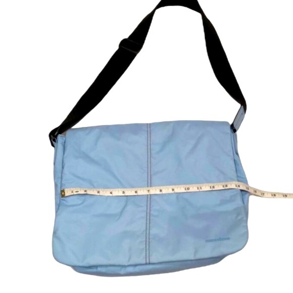 Massimo Sky Blue with brown trim water resistant messenger Bag Sz 14”x12”x3” - Picture 8 of 11